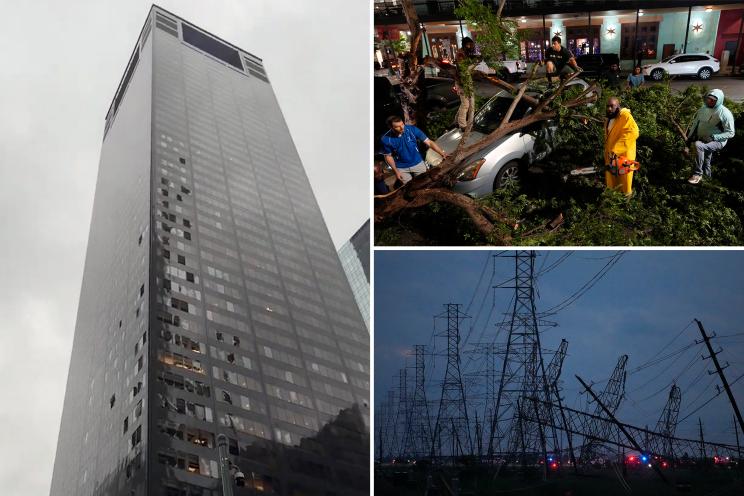 Houston severe storms blow windows out of high-rise buildings, leave 4 dead and 1M without power