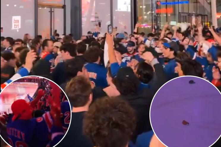 rangers fans celebrate game 6 win at msg