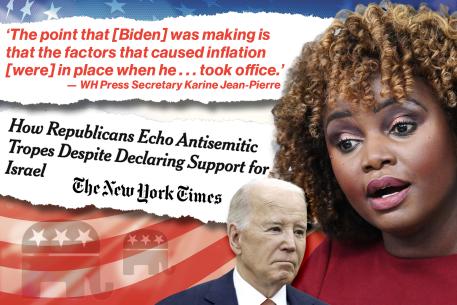 White House press secretary Karine Jean-Pierre claimed that the "factors that caused inflation" were already in place when President Biden took office.
